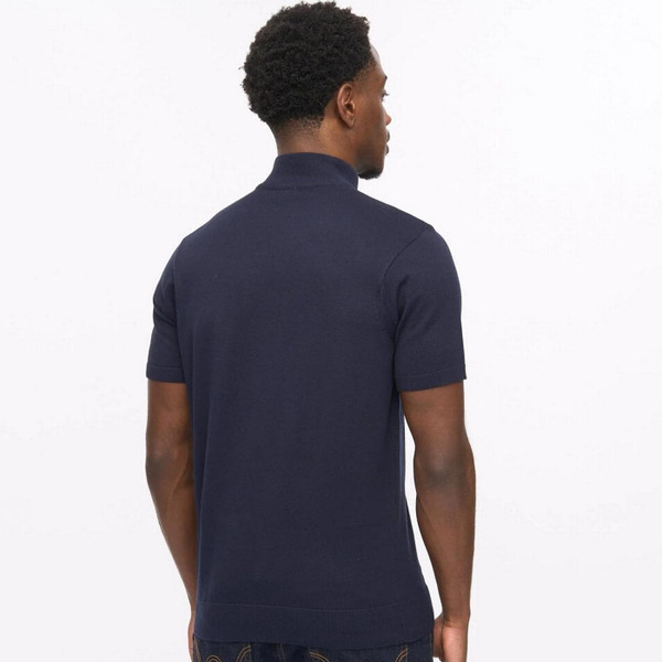Gabbici Vintage Lasso Retro Mod Knitted Cycling Top in Navy - Model Back