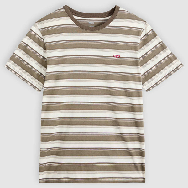 Levi's Men's Original Housemark Tee in Jen Stripe Maitake Brown - Front