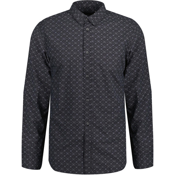 french connection mens dotted floral print long sleeves shirt black