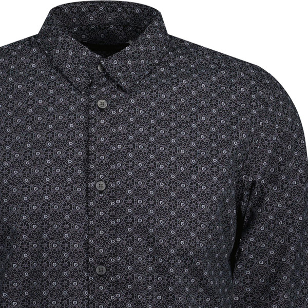 french connection mens dotted floral print long sleeves shirt black