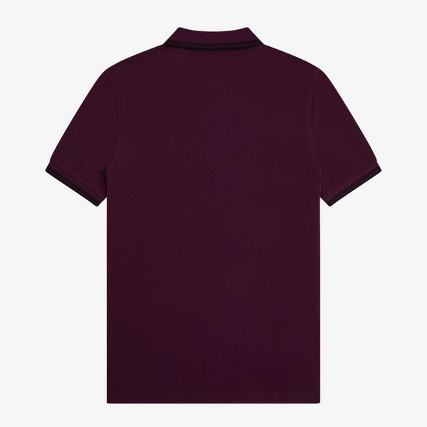 Fred Perry M3600 Mod Twin Tipped Polo Shirt in Plum/Black/Black - Back Image Flat