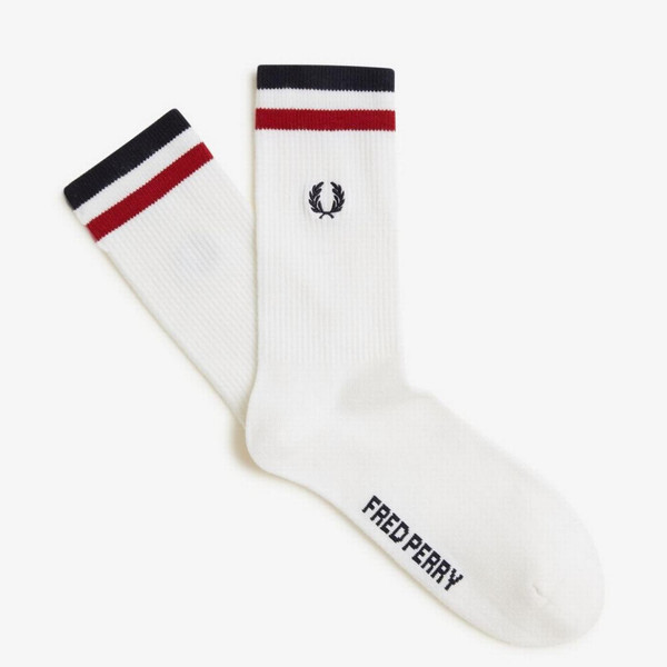 Fred Perry Tipped Sports Socks in Snow White/Burnt Red/Navy