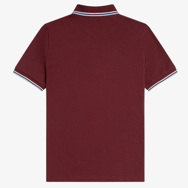 Fred Perry M12 Twin Tipped Polo Shirt in Maroon/White/Ice - Back Flat