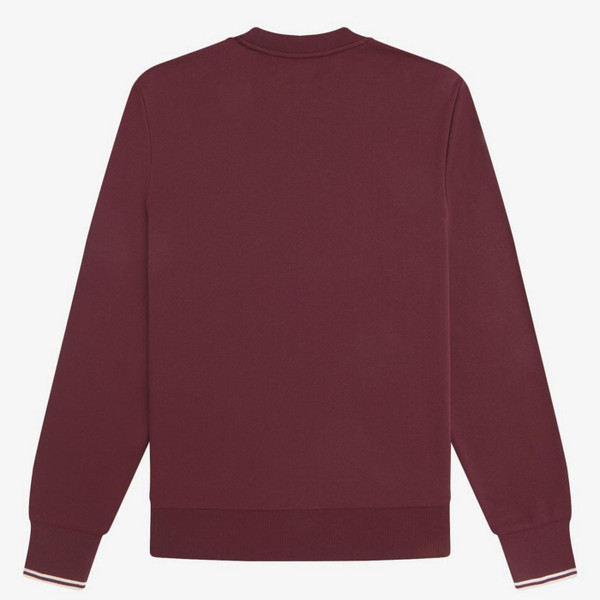 Fred Perry Crew Neck Sweatshirt in Oxblood / Ecru - Back Flat