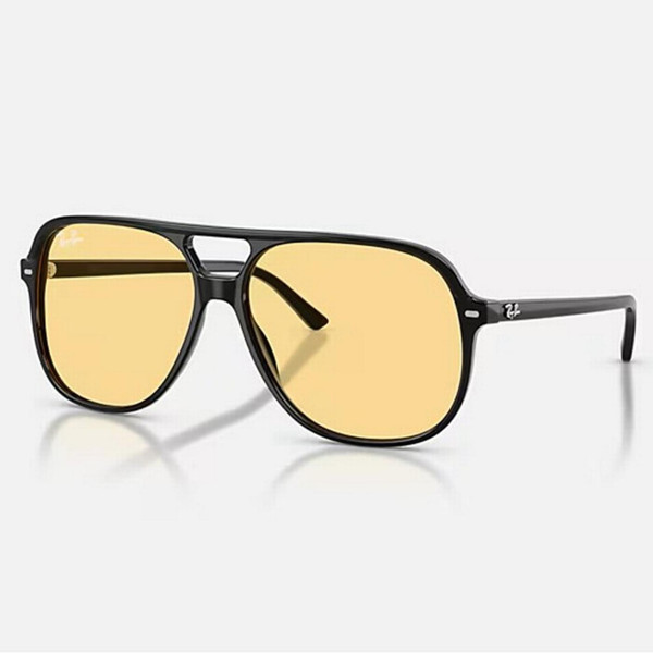 Ray-Ban Bill Summer Capsule Aviator Sunglasses in Polished Black / Solid Yellow