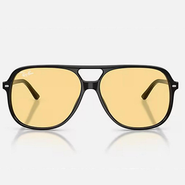 Ray-Ban Bill Summer Capsule Aviator Sunglasses in Polished Black / Solid Yellow - Front View