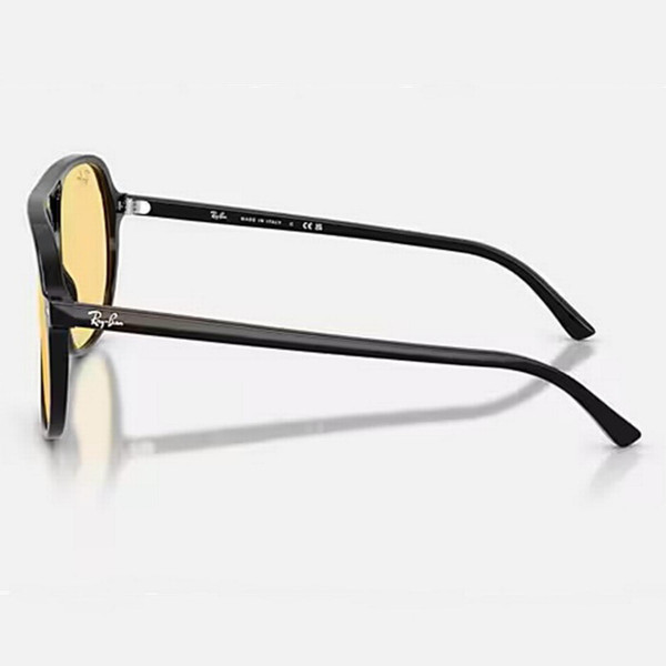 Ray-Ban Bill Summer Capsule Aviator Sunglasses in Polished Black / Solid Yellow - Side View