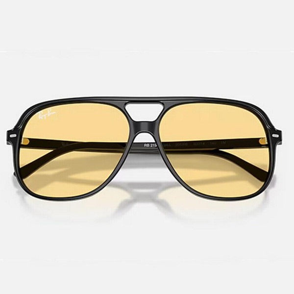 Ray-Ban Bill Summer Capsule Aviator Sunglasses in Polished Black / Solid Yellow - Folded