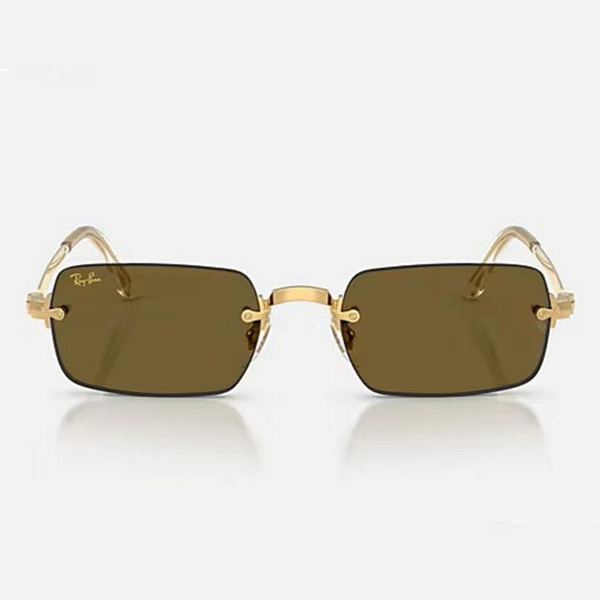 Ray-Ban x A$AP Rocky RB3928 Metal Collection Rimless Sunglasses in Arista / Dark Brown - Front