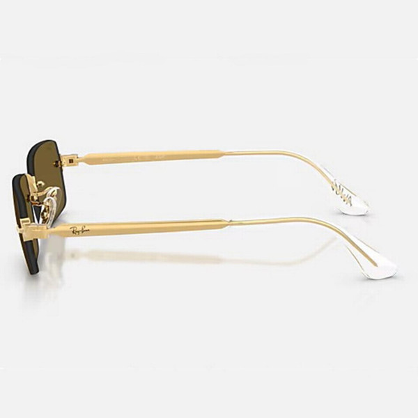 Ray-Ban x A$AP Rocky RB3928 Metal Collection Rimless Sunglasses in Arista / Dark Brown - Side View
