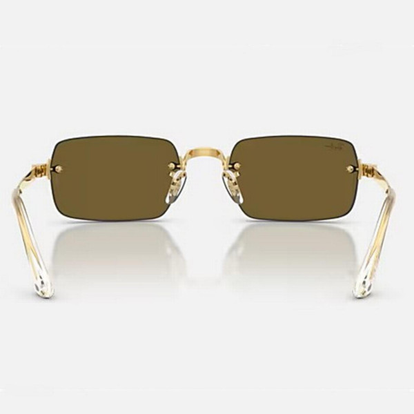Ray-Ban x A$AP Rocky RB3928 Metal Collection Rimless Sunglasses in Arista / Dark Brown - Back View