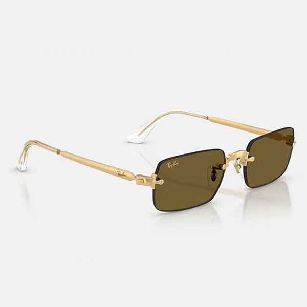 Ray-Ban x A$AP Rocky RB3928 Metal Collection Rimless Sunglasses in Arista / Dark Brown - Side 