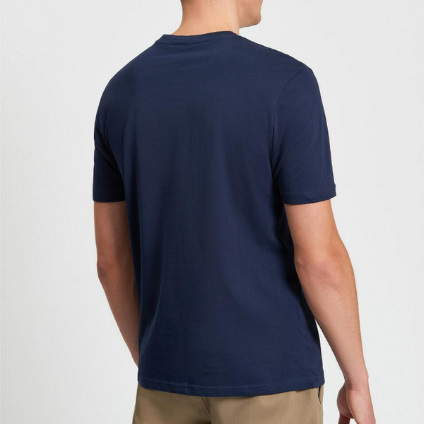 Model Wearing Ben Sherman Signature Logo Crew Tee in Dark Navy - Back