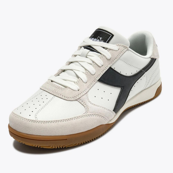 Diadora Seoul Indoor Terrace Inspired Leather Sneakers in White / Black