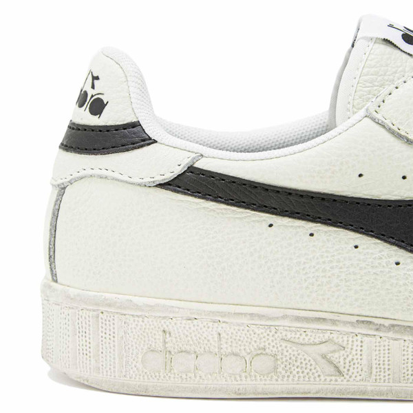 Diadora Game L Low Waxed Leather Retro 80s Trainers in White/Black 501.178301