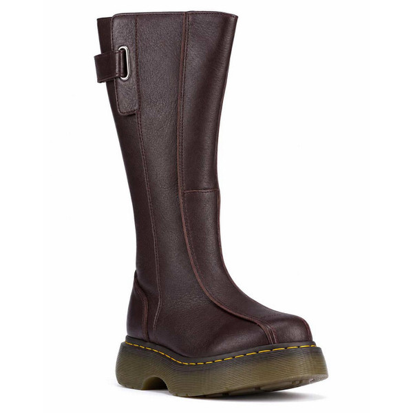 Dr Martens Buzz Hi Milled Gloss Dark Brown Boots