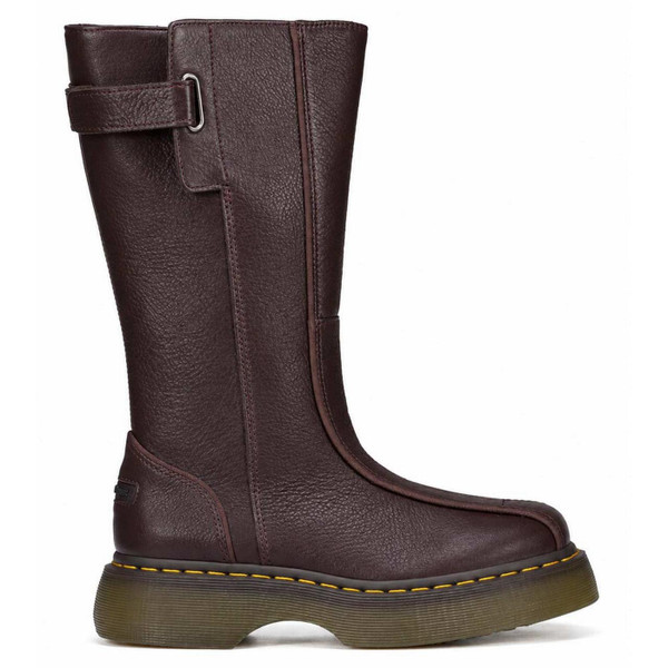 Dr Martens Buzz Hi Milled Gloss Dark Brown Boots Side Profile