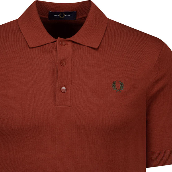 Fred Perry Mens Long Staple Cotton Knitted Polo T-Shirt in Brandy Brown