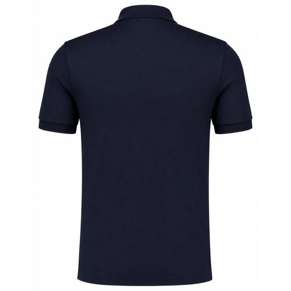 Back of the Lyle And Scott Pique Polo Shirt with Tartan Check Shoulder Yoke in Dark Navy