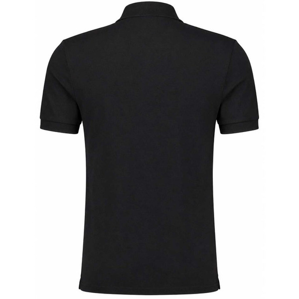 Back of the Lyle And Scott Check Shoulder Yoke Pique Polo Shirt in Jet Black