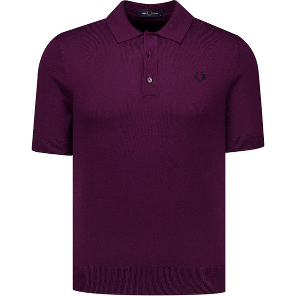Fred Perry Mens Long Staple Cotton Knitted Polo T-Shirt in Plum
