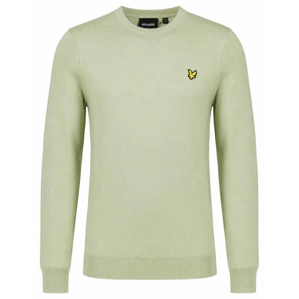 Lyle & Scott Cotton Merino Crew Neck Jumper in Smoke Olive