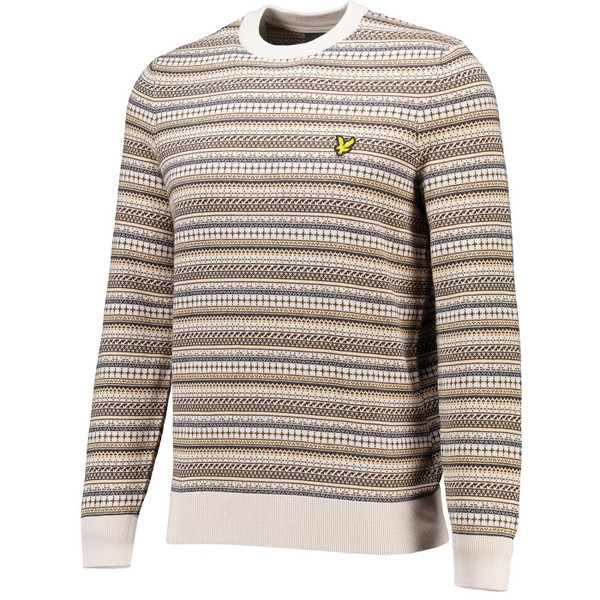 Lyle & Scott Fair Isle Crew Neck Jumper in Cove Side View
