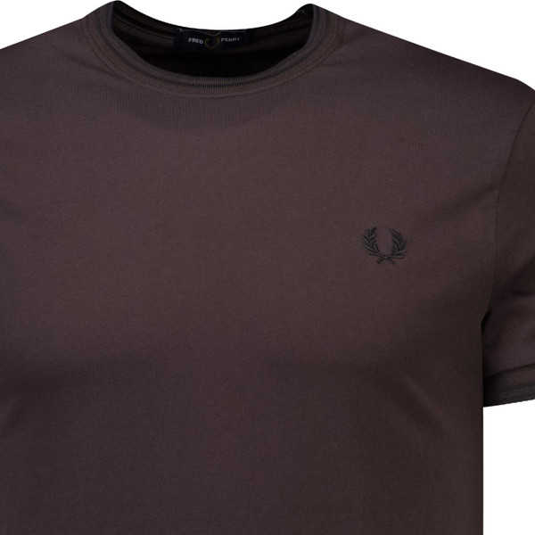 Fred Perry Mens M1588 Mod Twin Tipped T-Shirt in Brown