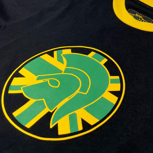 Trojan Union Jack Helmet Logo Jamaica Ringer T-shirt in Black TC1046