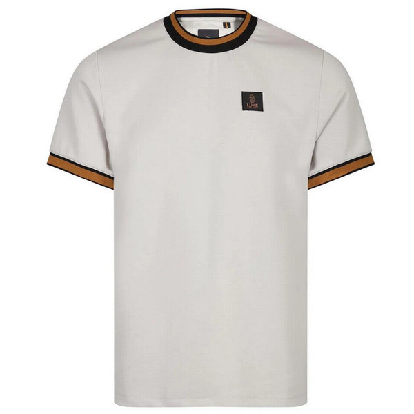 Luke 1977 Coron Honeycomb Stripe Pique T-shirt in Ice Grey - Front Main