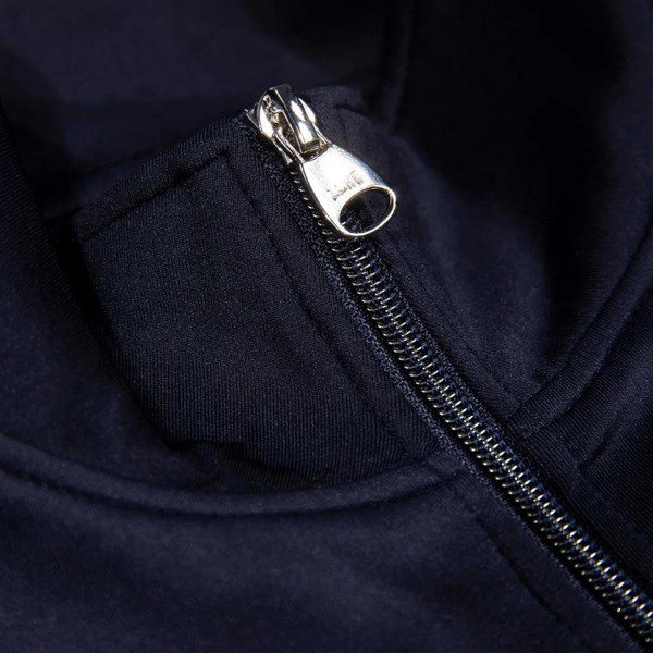 Luke 1977 Bonehead Tricot Zip Through Trim Tape Track Jacket in Dark Navy - Collar Close Up