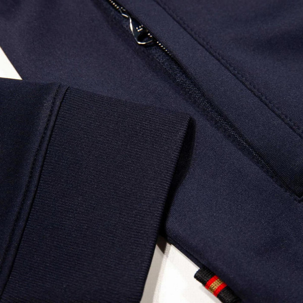 Luke 1977 Bonehead Tricot Zip Through Trim Tape Track Jacket in Dark Navy - Zip Pocket Close Up