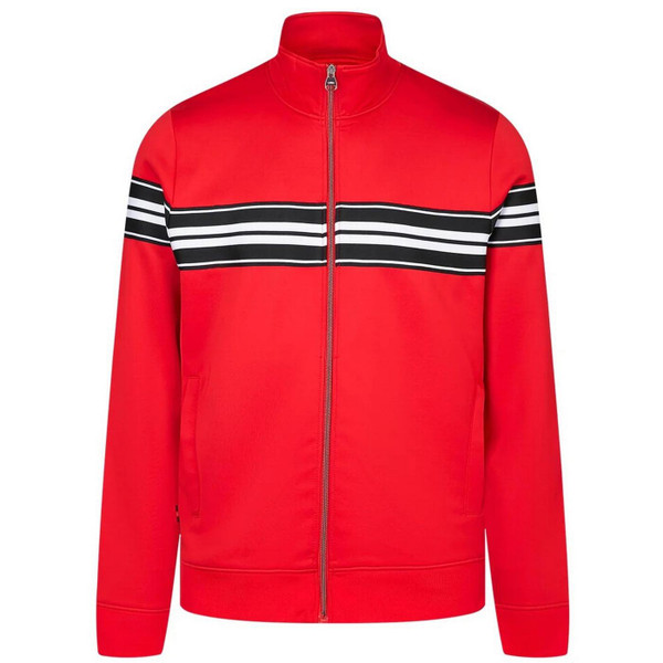 Luke 1977 Bonehead Tricot Zip Through Trim Tape Track Jacket in Red - Front Main