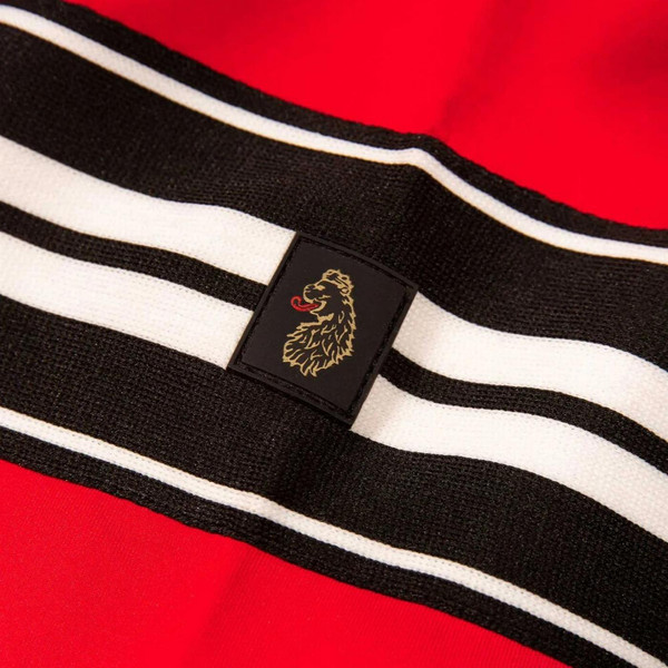 Luke 1977 Bonehead Tricot Zip Through Trim Tape Track Jacket in Red - Branding Close Up