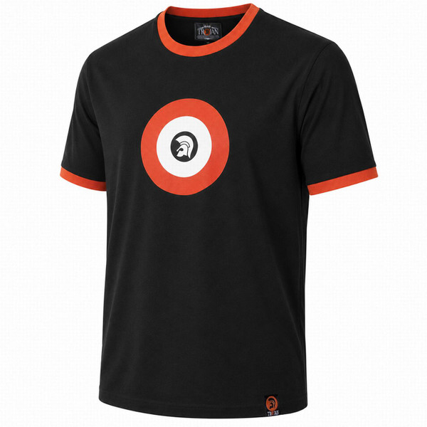 Trojan Helmet Logo Mod Target Ringer T-shirt in Black Side View