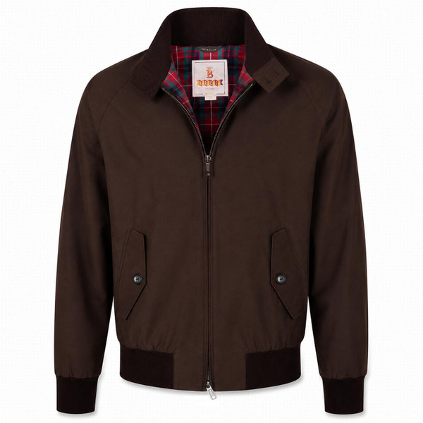 Baracuta G9 Harrington Jacket - Made in England - Brown Cigar - Front View Collar Open