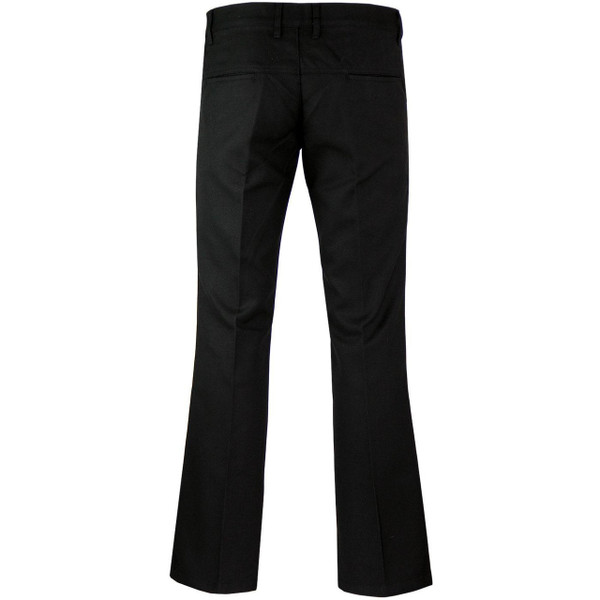 Back of Madcap England Logan Bootcut Hopsack Trousers Mod 60s Style in Black