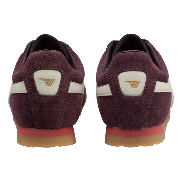 Gola Women's Apollo Retro Suede Trainers in Windsor Wine / Off White / Coral / Gum - Pair of trainers from behind