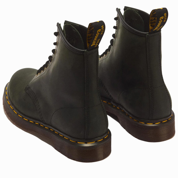 Dr Martens 1460 Crazy Horse Leather Boots in DMs Green - 2 boots back at angle