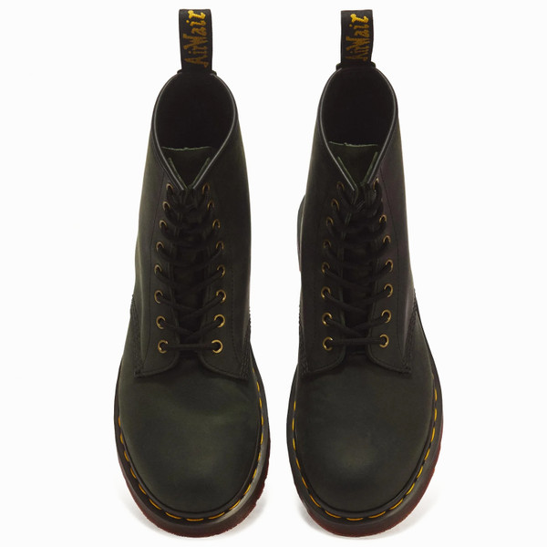 Dr Martens 1460 Crazy Horse Leather Boots in DMs Green - 2 boots from above