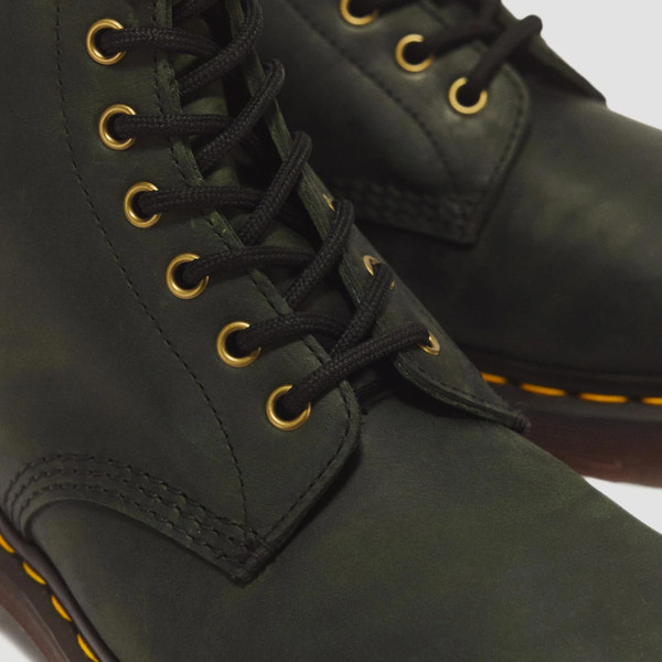 Dr Martens 1460 Crazy Horse Leather Boots in DMs Green - Lacing