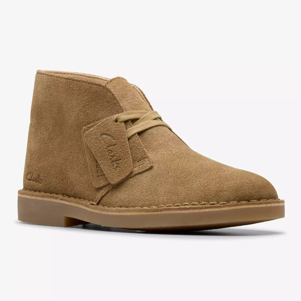 Clarks Originals Women's Desert Boot Evo in Dark Sand Suede - Side View At Angle