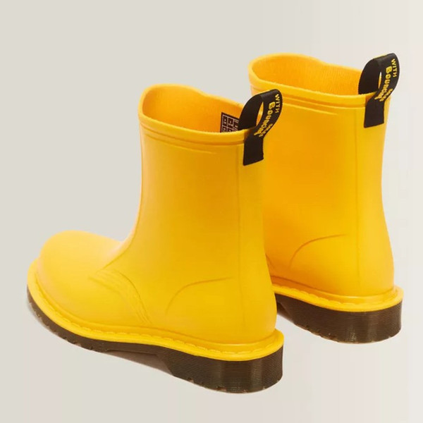 Dr Martens 1460 Rain PVC Welly Boot in Yellow - 2 boots back facing at angle