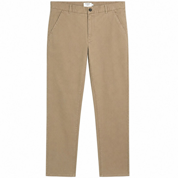 Farah Elm Slim Fit Organic Cotton Stretch Twill Chino Trousers in Beige - Front Flat
