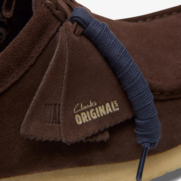 Clarks Originals Men's Wallabee Moccasin Shoes in Dark Brown Suede - Clarks Fob