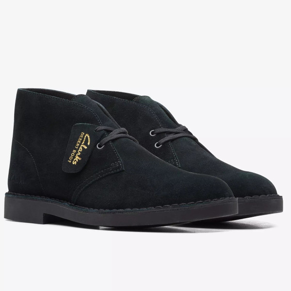 Clarks Originals Men's Desert Boot Evo in Black Suede - Two Boots Side On