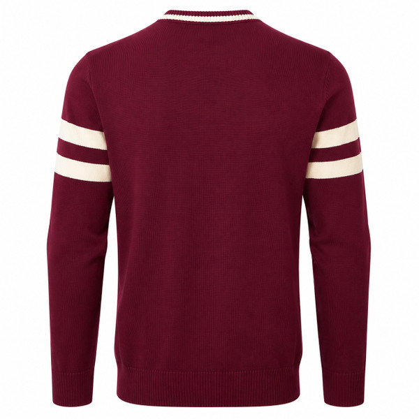 Madcap England Columbia Varsity Stripe Ivy League Knitted Jumper in Zinfandel Back View