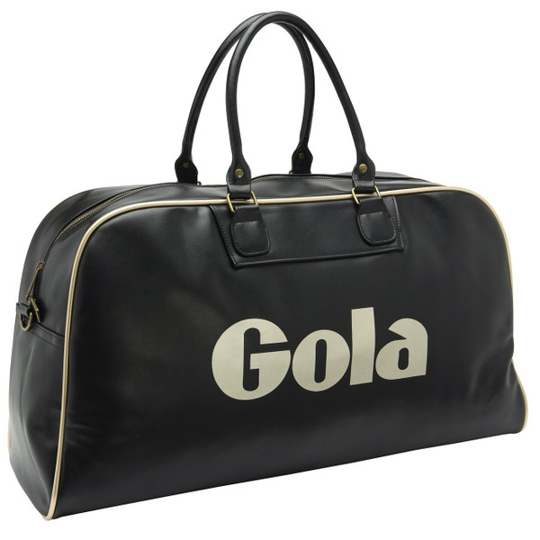 Gola Classics Reynolds Retro 70s Holdall Bag in Black / Gold - Back of bag at angle