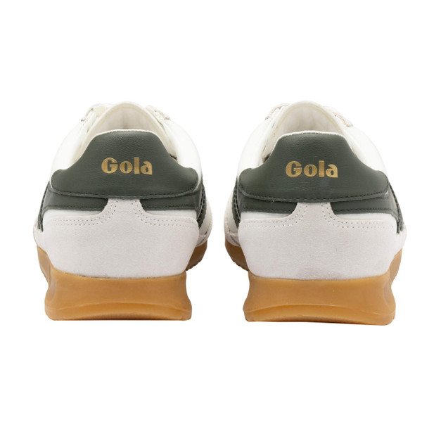 Gola Classics Tornado Men's Retro Leather Trainers in White / Dark Khaki - Pair of trainers from behind