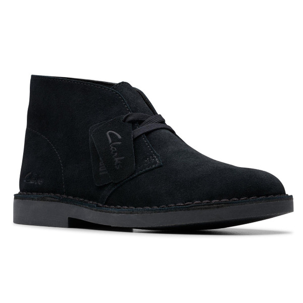 Clarks Originals Women's Desert Boot Evo in Black Suede - Side View At Angle